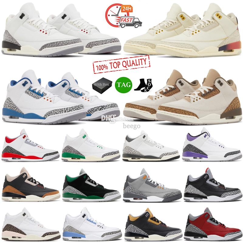 Basketball Shoes Jumpman 3 Men Women Sneakers 3s White Cement Fear Fire Red Lucky Green Palomino Cardinal Racer Blue Washington Wizards UNC laser Orange Trainer 
