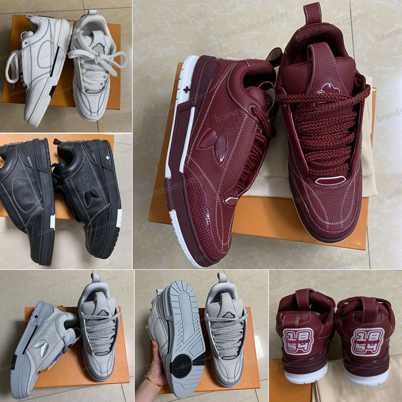 Men Shoes Designer High Quality Skate Sneakers oversized Flower fashion show Thick bottom lace up bread sports shoes heel with 1854 skate designe-image-898527166