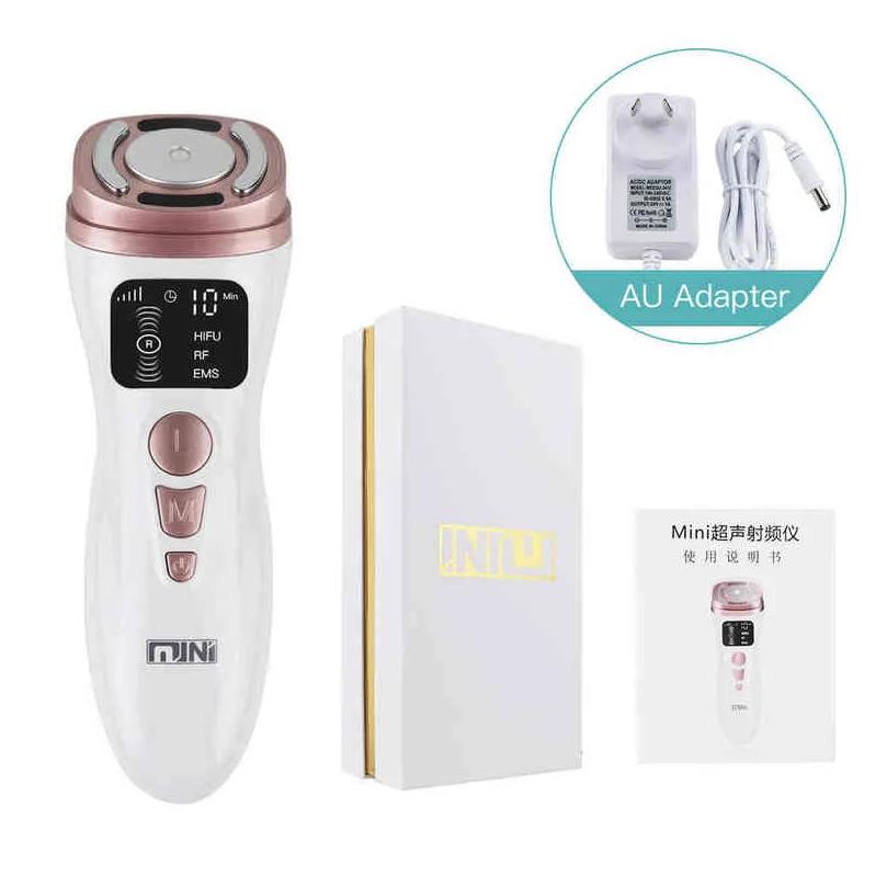 Mini HIFU Machine Ultrasound RF EMS Microcurrent LED light therapy Face Lifting Tightening Anti Wrinkle Skin Care Product 220114