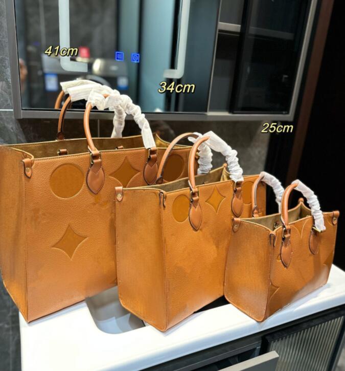 purses designer woman handbag designer handbag tote onthego bag GM MM PM OnTheGo Tote Large Brown white Emboss Mummy Bag Luxurys Handbags Totes 41cm 34cm 25cm on the go 