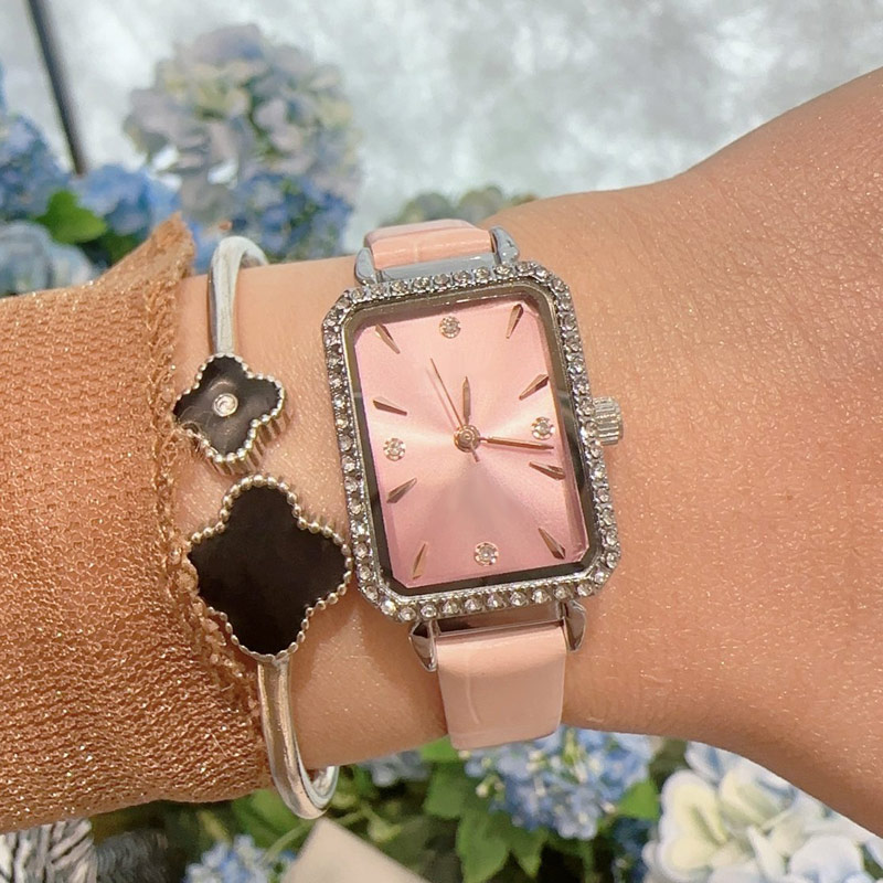 Fashion luxury lady watches Top brand leather strap women Wristwatches rectangle dial diamond designer watch for womens Mother's Day Christm