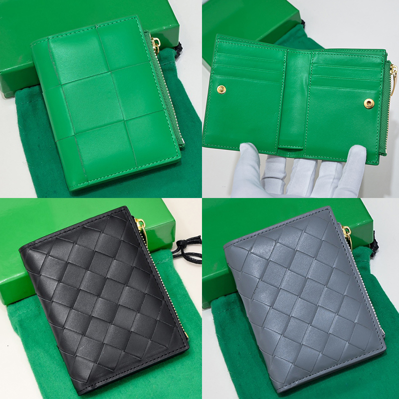 Luxury Brand Design Genuine Leather Unisex Simple Fashionable Woven Credit Card Clip Cowhide Classic Commuting Multi Card Slot Zipper Zero Wallet-image-926082434