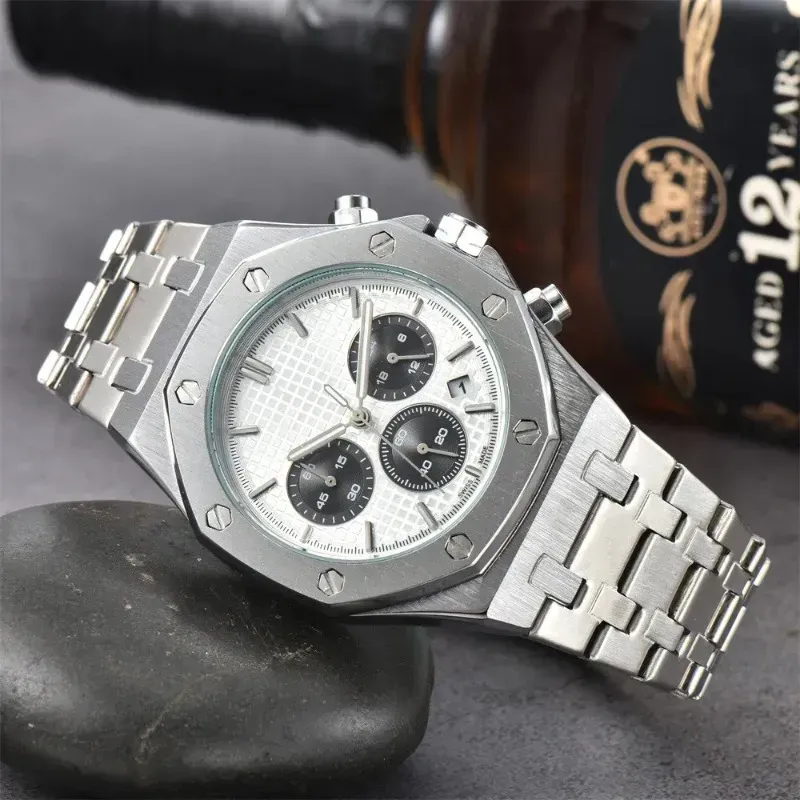 Brand AP Mens Watch Stainless Steel Six needles Full Function All dial work Calendar Sapphire Automatic Quartz Movement Multifunction Chronograph-image-926089206