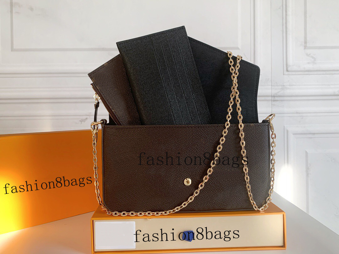 Sac de créateur sacs à main portefeuilles sachets d'épaule féminins 3 pièces / ensemble avec boîte en cuir floral en relief en cuir en cuir cross