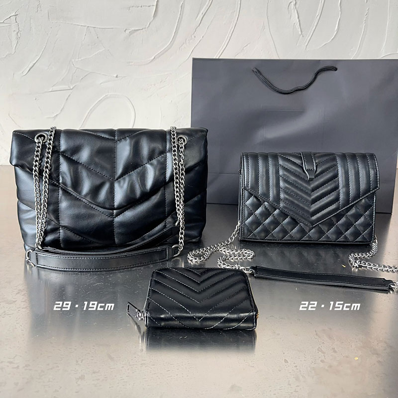 Designer Women Bag Chain Shoulder Bags Handbag Purse Wallet Fashion Hardware Letter Accessories Full Cowhide Genuine Leather Purchase Three Produ-image-926002931