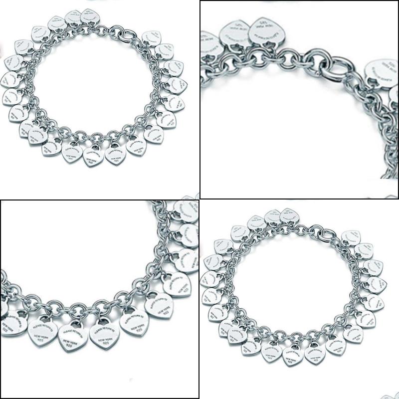 Chain Sterling Sier 925 Classic Fashion Heart Card Ladies Bracelet Jewelry Holiday Gift 200925 Drop Delivery Jewelry Bracelets Dhhyi