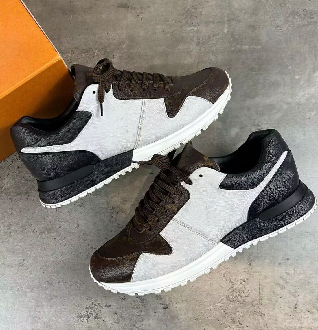 Famous Brand Run Away Men Women Trainers Shoes Brown Black Grained Leather Sneakers Technical Skateboard Walking Plate-forme Party Wedding Dress-image-925886280