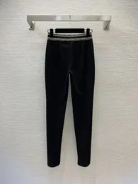 Women`s Leggings Early Autumn Tight Embroidered Letter Ribbon Spliced Elastic Waist Slim Fit Yoga Pants D23090958