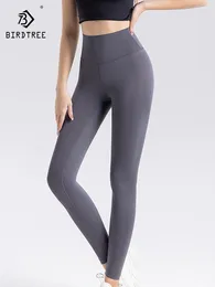 Women`s Leggings Birdtree 30%Mulberry Silk Yoga Pants For Women Tight High Waist Abdomen Hip Lifting Sports Fitness B30426QC