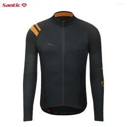 Racing Jackets Santic Men`s Cycling Jersey Long Sleeve Winter Sports Breathable MTB Windproof Coat Bicycle Clothing Warm Top Men Asian Size