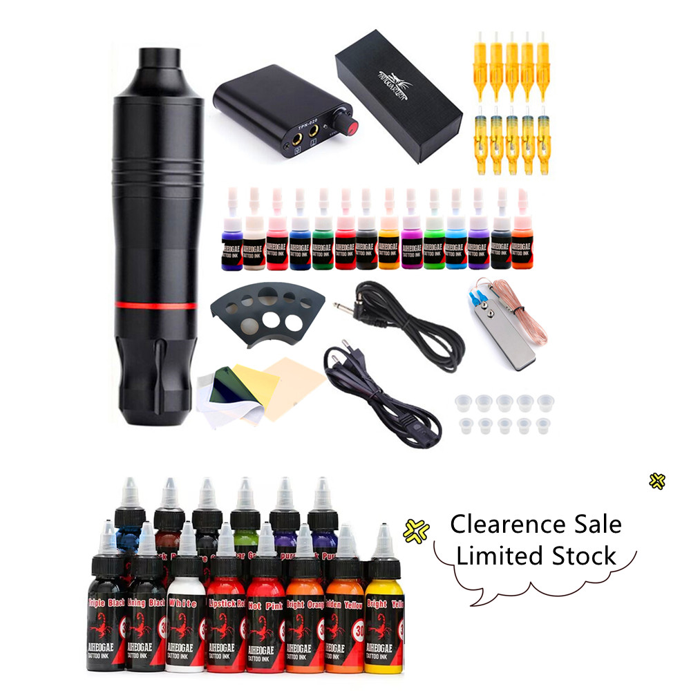 Stylo de maquillage Permanent, Kit complet de tatouage, ensemble de machines, couleurs, fournitures d'encre, alimentation électrique, Kits d'art