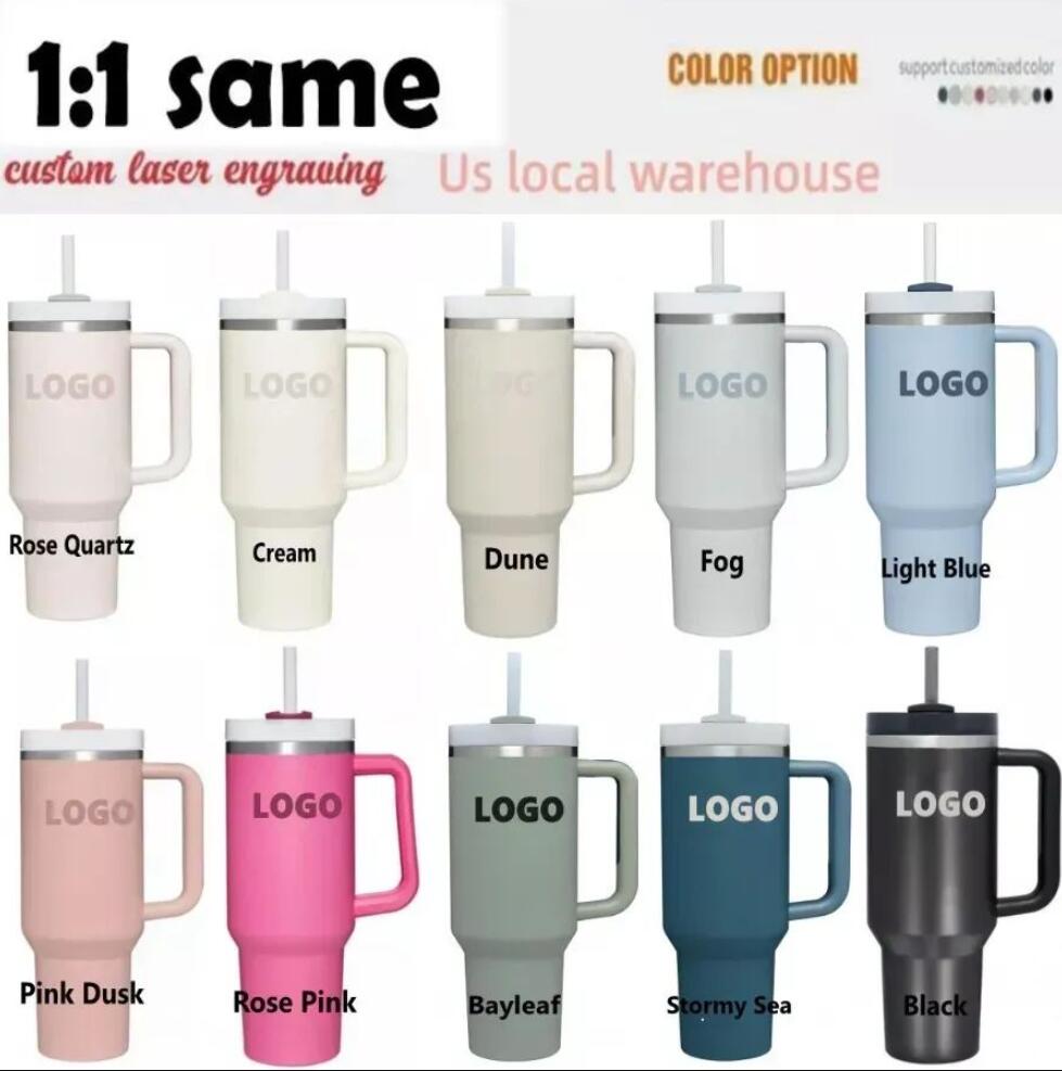 DHL 1: 1 même LOGO 40OZ H2.0 Tasses Gobelets en acier inoxydable Gobelet à isolation thermique de 40 oz de 2ème génération avec poignée, couvercl