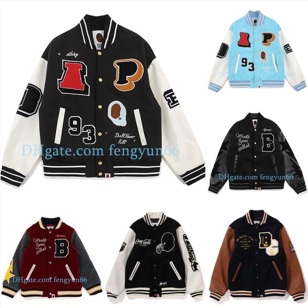Blouson Bomber Homme Veste de Baseball Flight Jacket Flocage lettres et motif brodé Tendance assorti Veste polaire en similicuir Veste camouflage