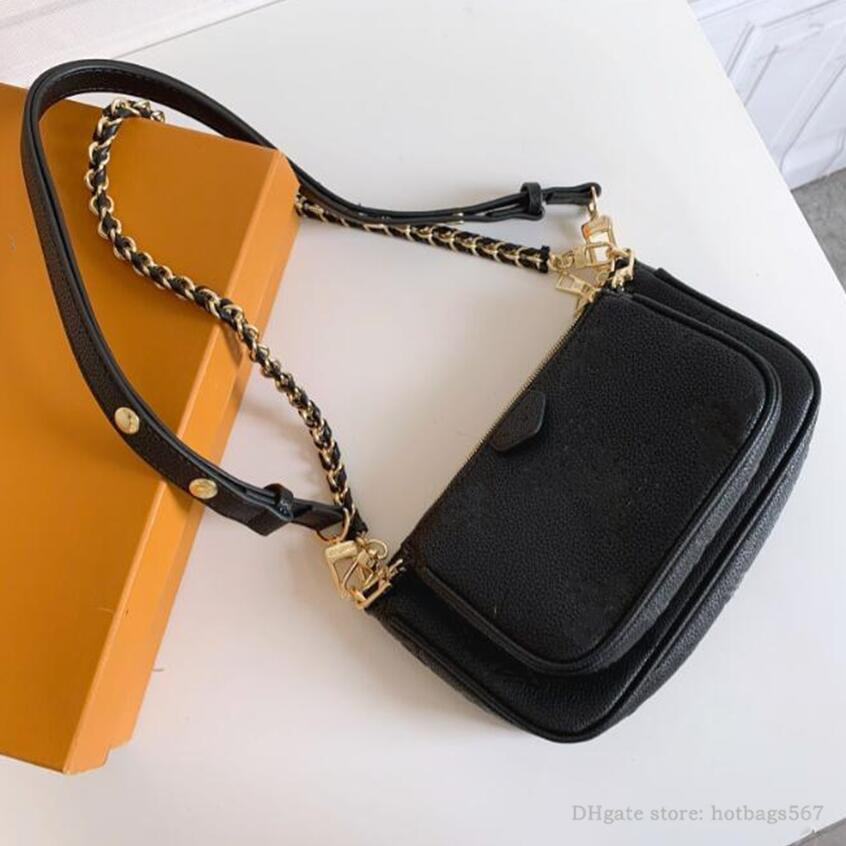 Luxury Woman Purse Handbag Women Embossed Patterns Shoulder Bags Designer Fashion High quality with box three in one-image-926576954
