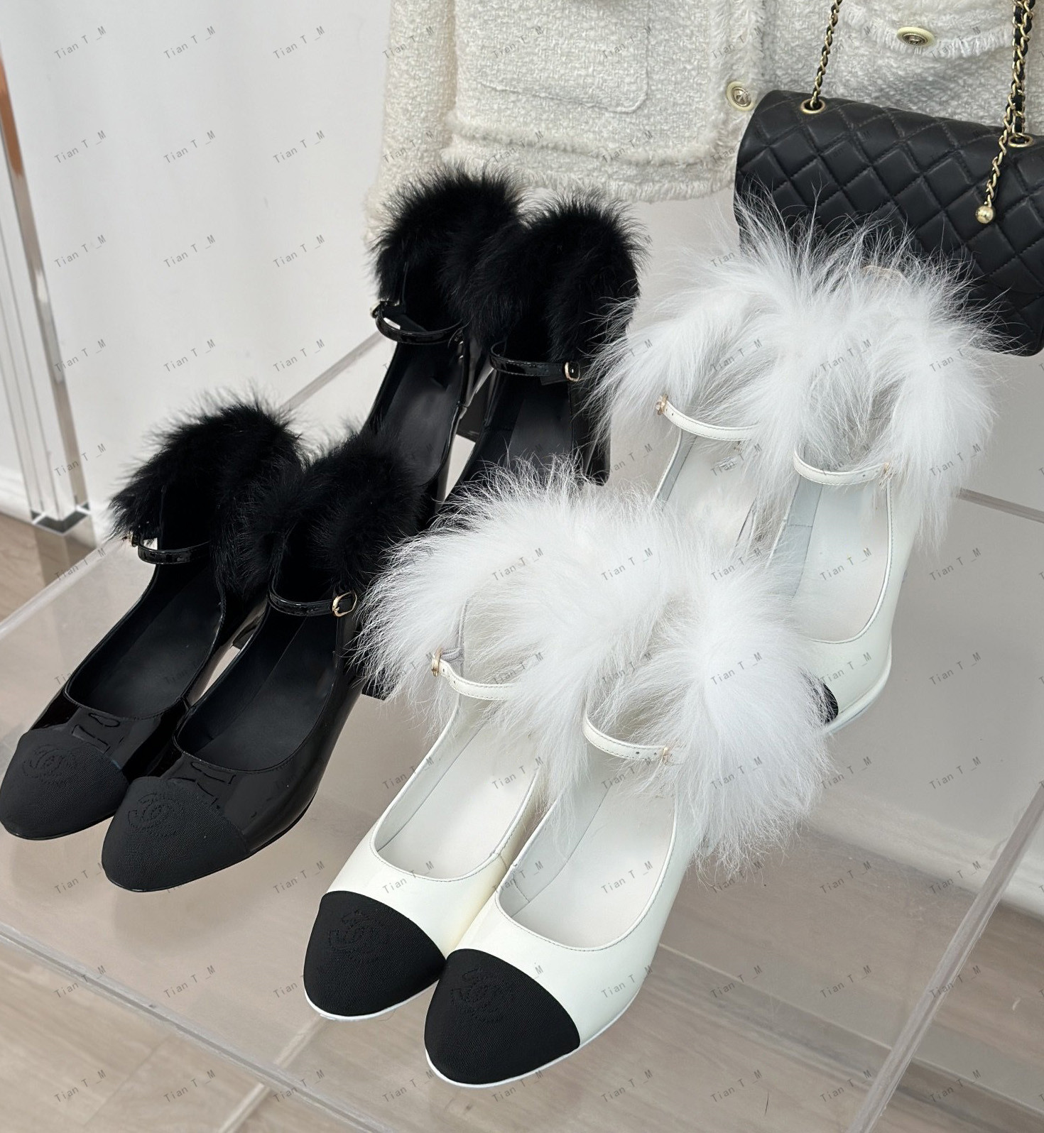 Top Quality NEWEST Sexy Shoes brand Designer Shoes For Women Mink Genuine Leather fur Pumps High Heels Mary Janes Autumn Designer Shoes Buckle St-image-926423575