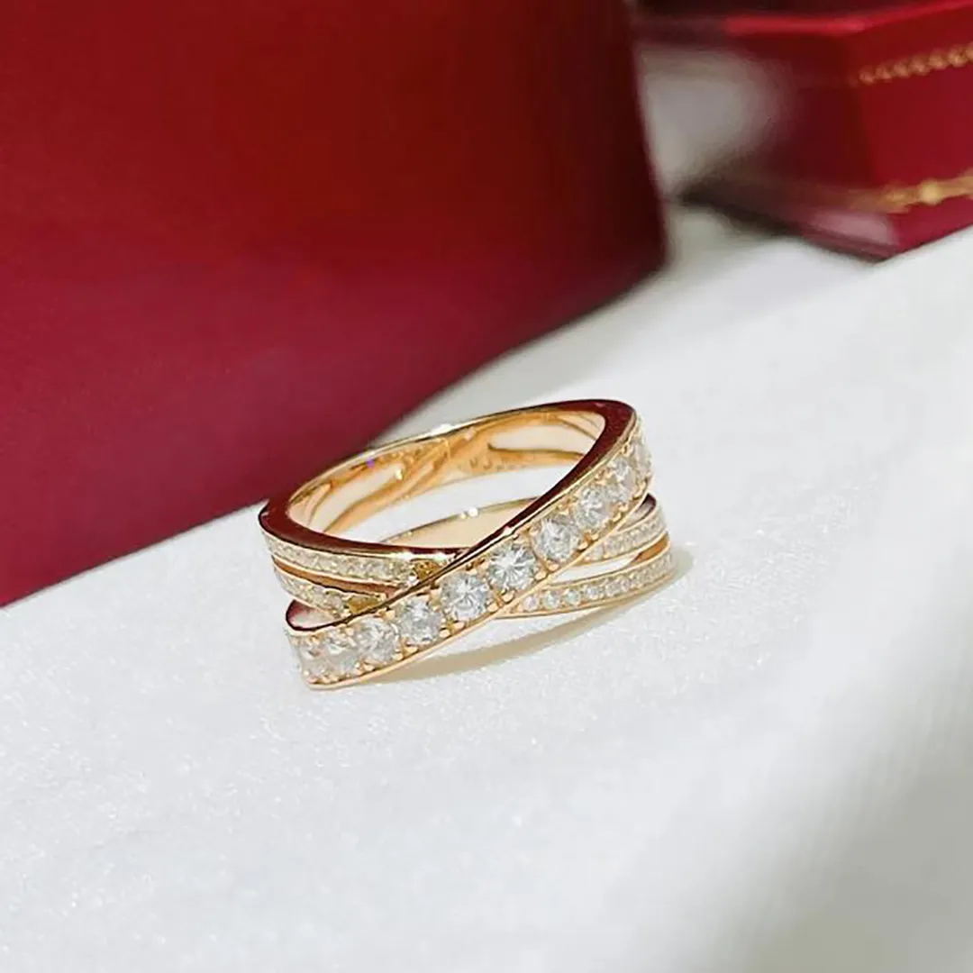 Luxury Designer Womens Embossed Diamond Ring Gold And Silver Rose Rings For Male And Female Couple Wedding Jewelry Women's Party 246181BF-image-991707762