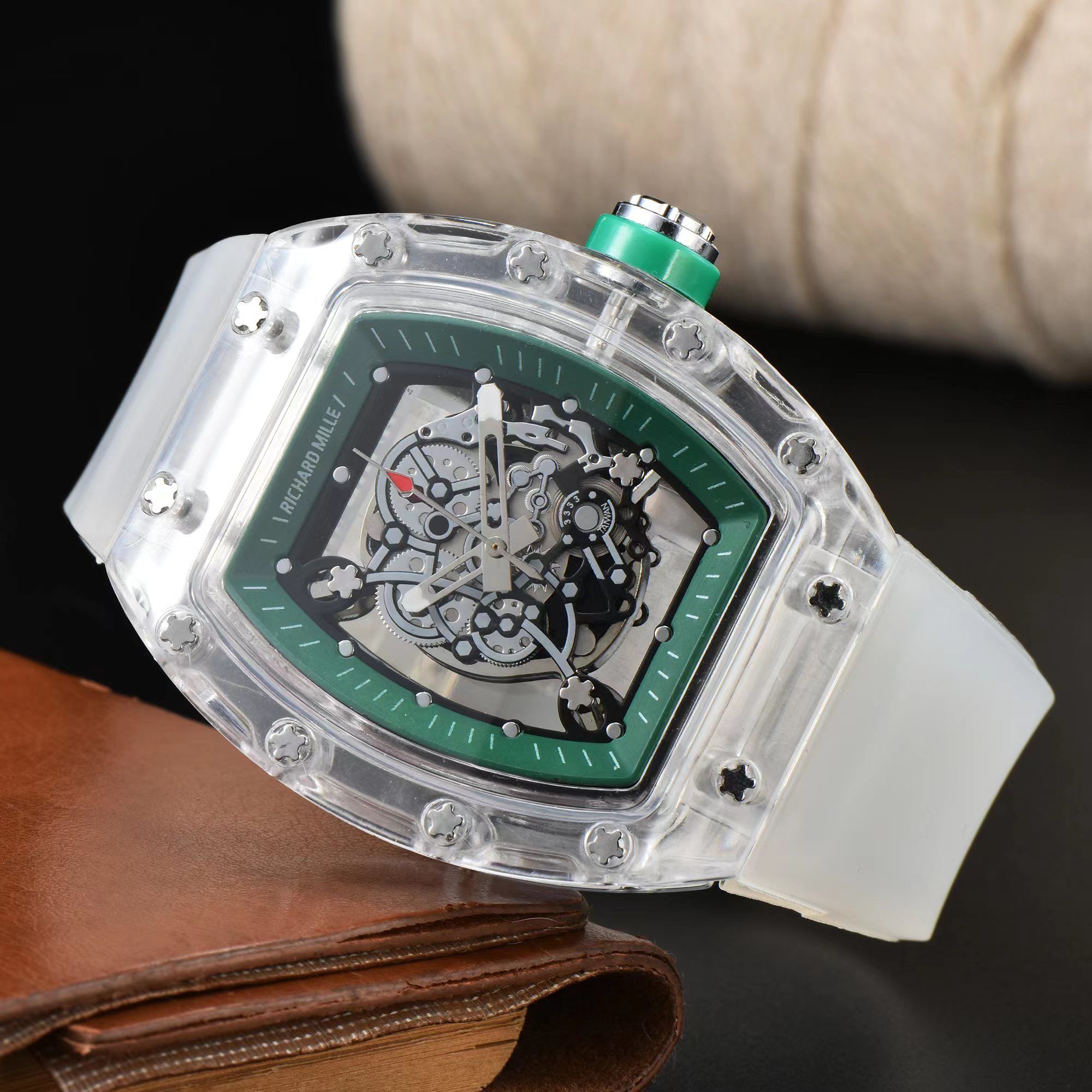 square luxury men&#039;s watch sapphire mirror top RICHD designer high quality datejust 47mm quartz luminous rubber strap waterproof sport montre-image-986582499