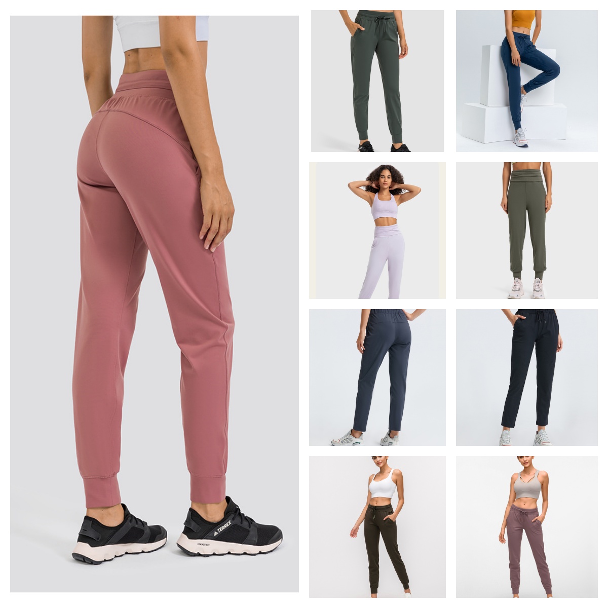 Yoga Wear Women&#039;s Jogging Pants Ready to Pull Rope Stretchy High Waist Training Strap Pants-image-922506823