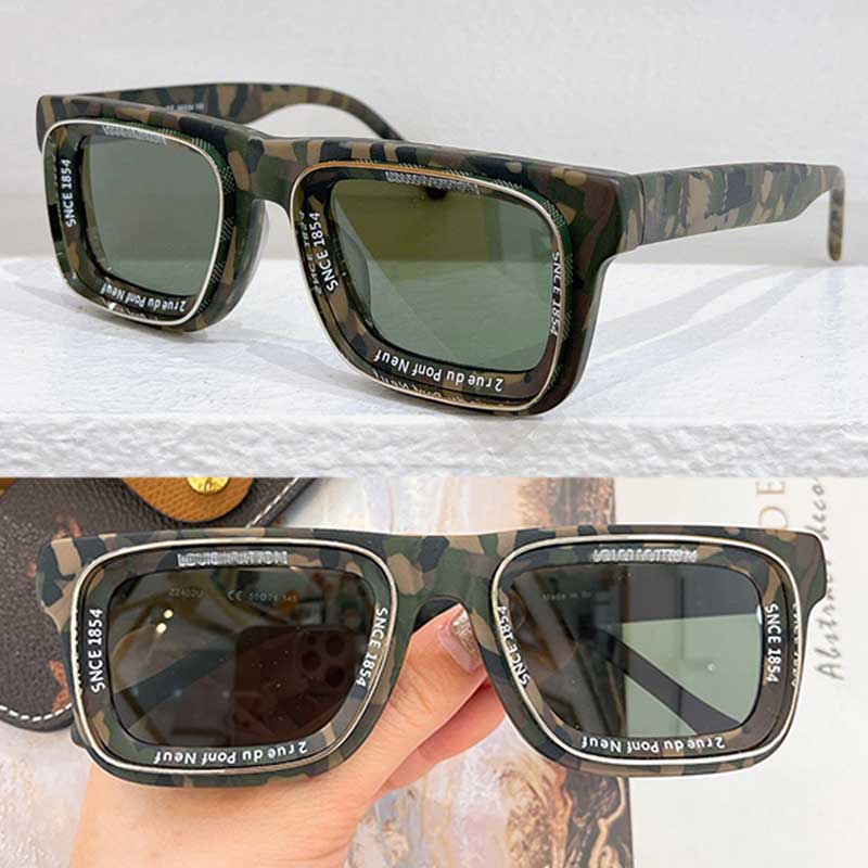 24SS Latest Brand Mens Designer Rectangular Sunglasses Z2401U Camouflage Acetate Metal Frame With White Logo on the side fashionable retro womens-image-926665880