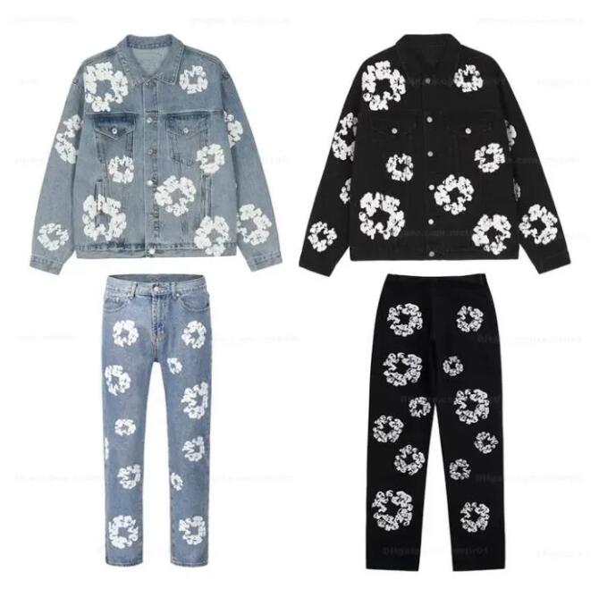 Mens jeans High Street Style Kapok Washed Straight varsity Jeans Mens Fashion Vintage Loose jeans for mens Pants men jeans-image-926881081