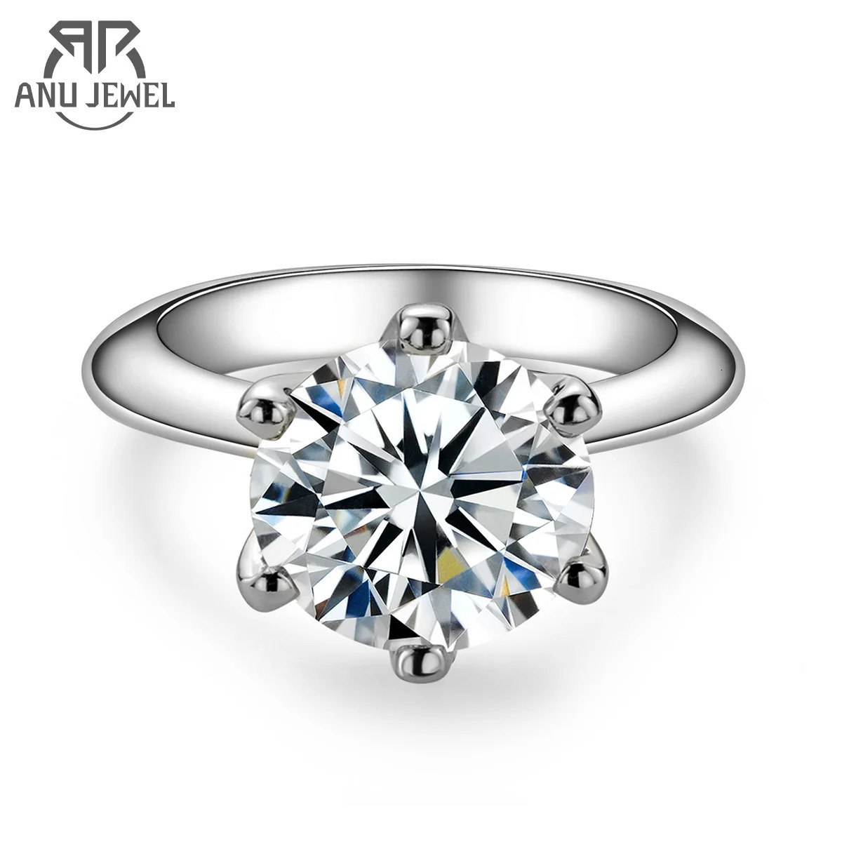 Wedding Rings AnuJewel 1ct 2ct 3ct 5ct D Color Engagement Ring For Women 925 Sterling Silver Gold Plated Solitaire Rings Wholesale 231208