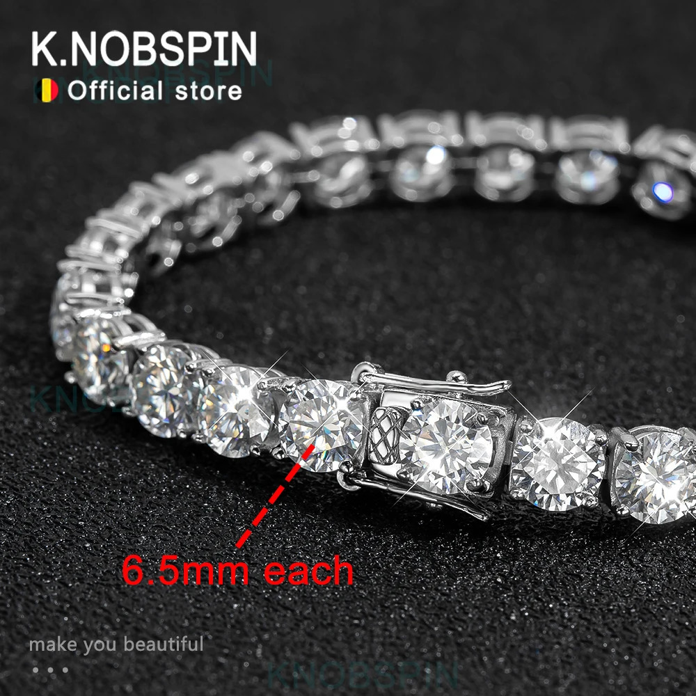 Chain KNOBSPIN 6.5mm D Color Tennis Bracelets 4 Prong Setting Classic Trendy Women Man Fine Jewelry s925 Sliver Bracelet 231208