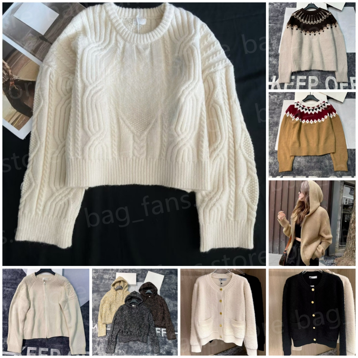 High Quality Fashion Designer Sweaters Winter Warm Shirts Knitted Sweater Women's Cardigans 24109-image-927134635