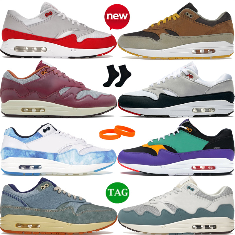 New 1 designer shoes 1s Big Bubble Sport Red Crepe Hemp PRM Duck Pecan anniversary obsidian Patta Waves Noise Aqua Dirty Denim casual mens sneakers