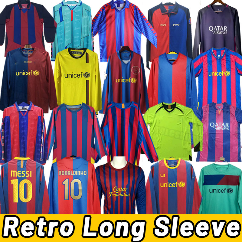 Long sleeve Retro soccer jerseys barcelonas XAVI RONALDINHO RONALDO RIVALDO GUARDIOLA Iniesta classic maillot de foot shirt 03 04 05 06 07 08 09-image-927103302