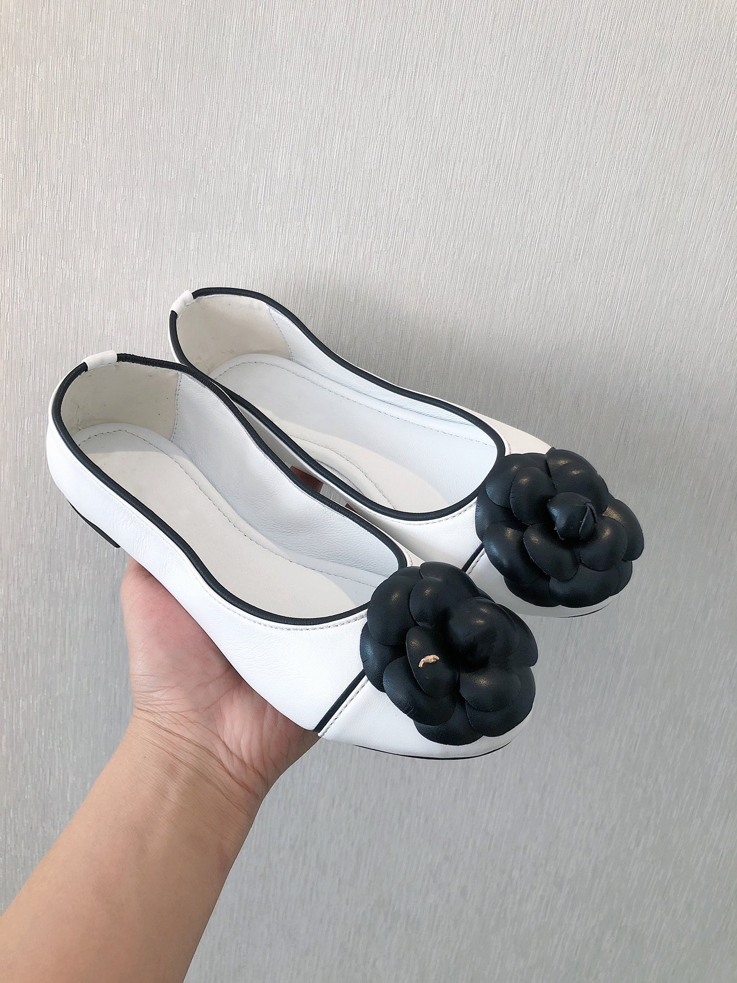 Top Quality Sexy brand Designer Luxury Ballet Women Genuine Leather Soft Foldable Sweet Camellia Flats Elegant Office Lady Work dance Shoes Casua-image-927213400
