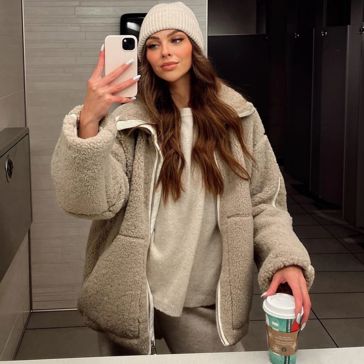 Women's Jackets Autumn Winter Coat For Women Oversize Long Teddy Bear Warm Thickening Fleece Faux Fur Coats Winter Jacket Women Long Sleeve