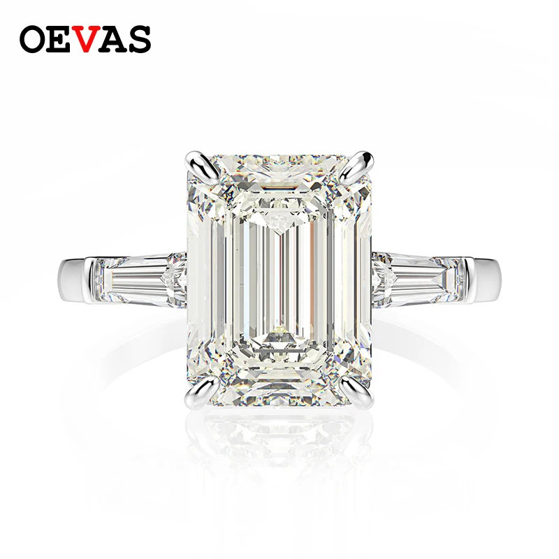 Wedding Rings OEVAS 925 Sterling Silver Emerald Cut Created Gemstone Wedding Engagement Diamonds Ring Fine Jewelry Gifts Wholesale 231208