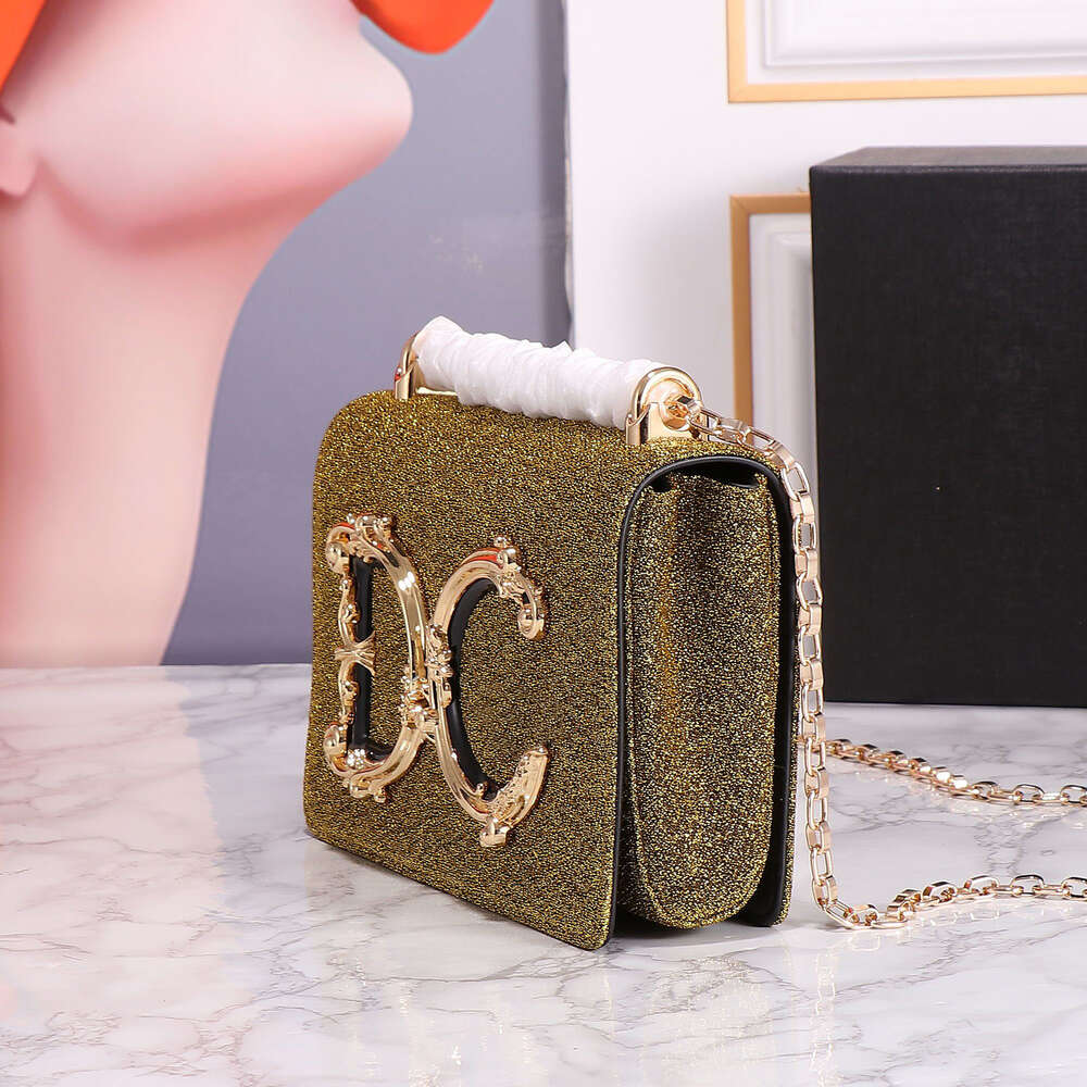 Top Quality Evening Fashion Designer Chain Gold Plated Original Pattern Beautiful Shoulder Crossbody Bag Women Dress Handbag