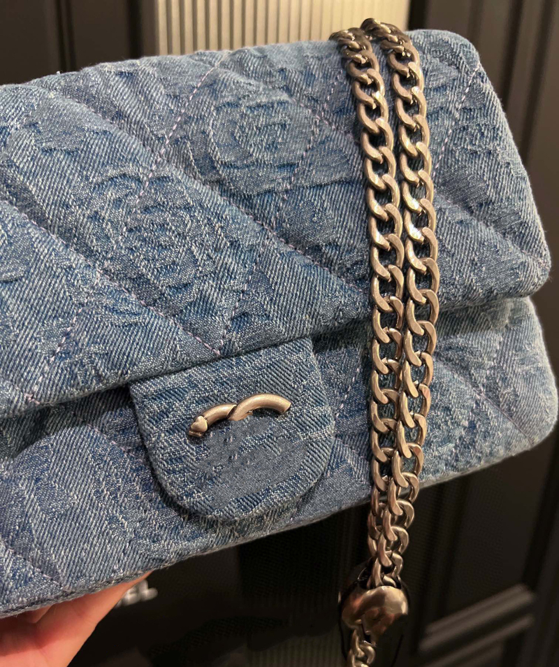 Sacs de broderie de camélia de luxe Sac de concepteur de chaîne de denim bleu rétro Sac à bandoulière