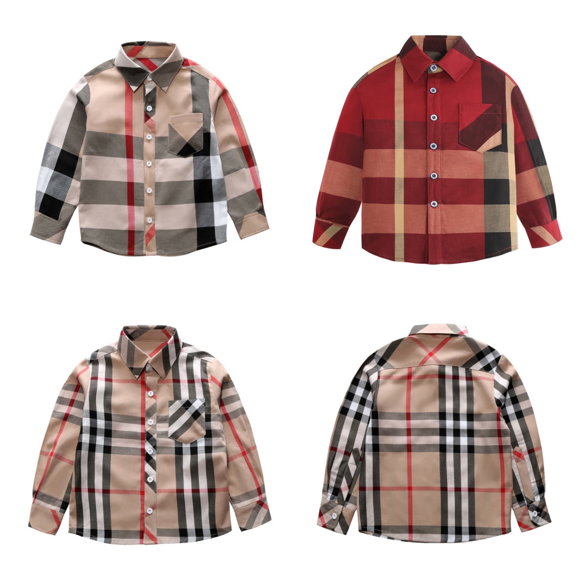 Baby Boys Shirts Long Sleeve Classic Plaid Lapel Toddler Casual Tops Gentleman Shirt Kids Classic Blouses 2-8T-image-994865561