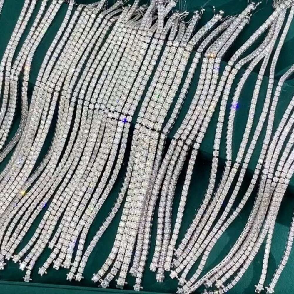 Necklace Tennis Chain moissanite chain GRA Certificated Hip Hop Jewelry Bracelet Custom 3mm 4mm 5mm Round Cut vvs Moissanite Tennis Chain