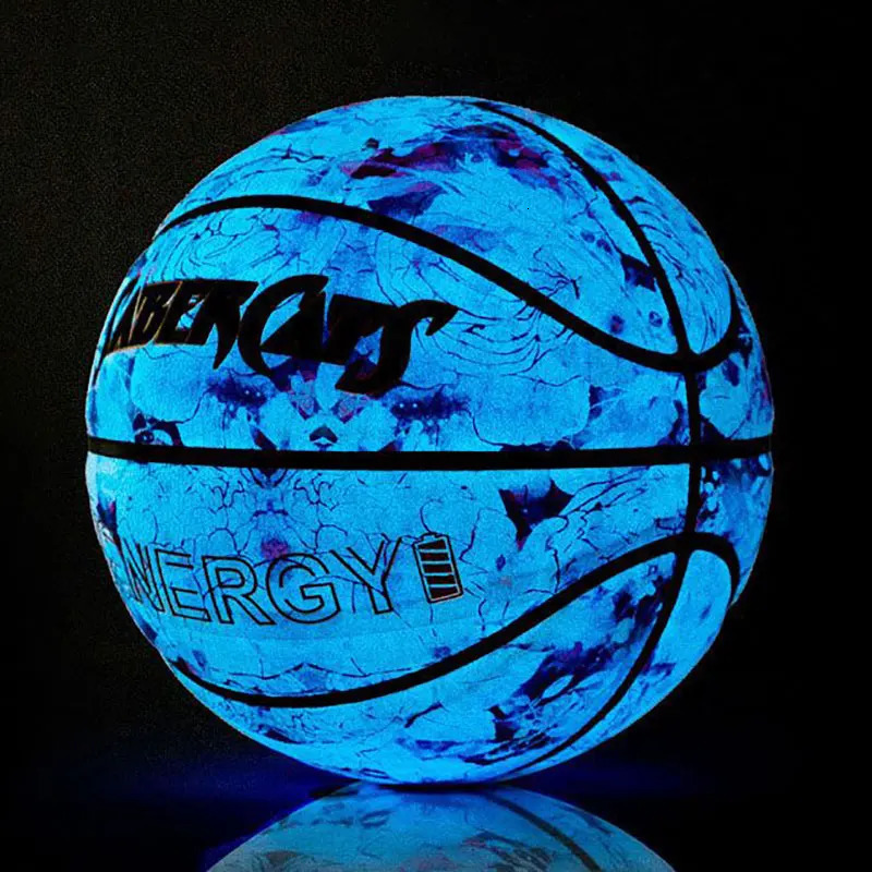 Ballen Glow In The Dark Basketbal Blauw Paars Oplichtend Basketbal Lichtgevend na zonlicht Normaal formaat Gewicht Streetball voor verjaardag 231212