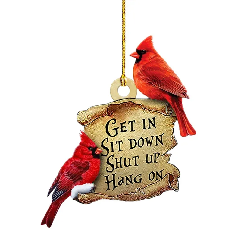 Red Bird Pendant Christmas Acrylic Decoration Pendant Forever Ornament Car Chandelier Hanging Decoration