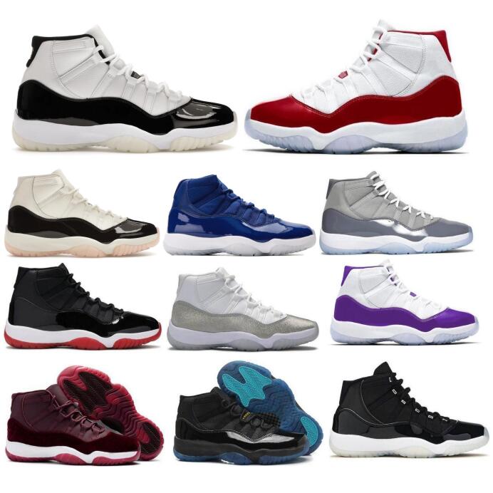 Jumpman 11 11s Chaussures de basket-ball High Neopolitan Graditude DMP Cherry Heiress Velvet Cool Grey 2024 Jordens Men Man Trainer Sneaker Taill