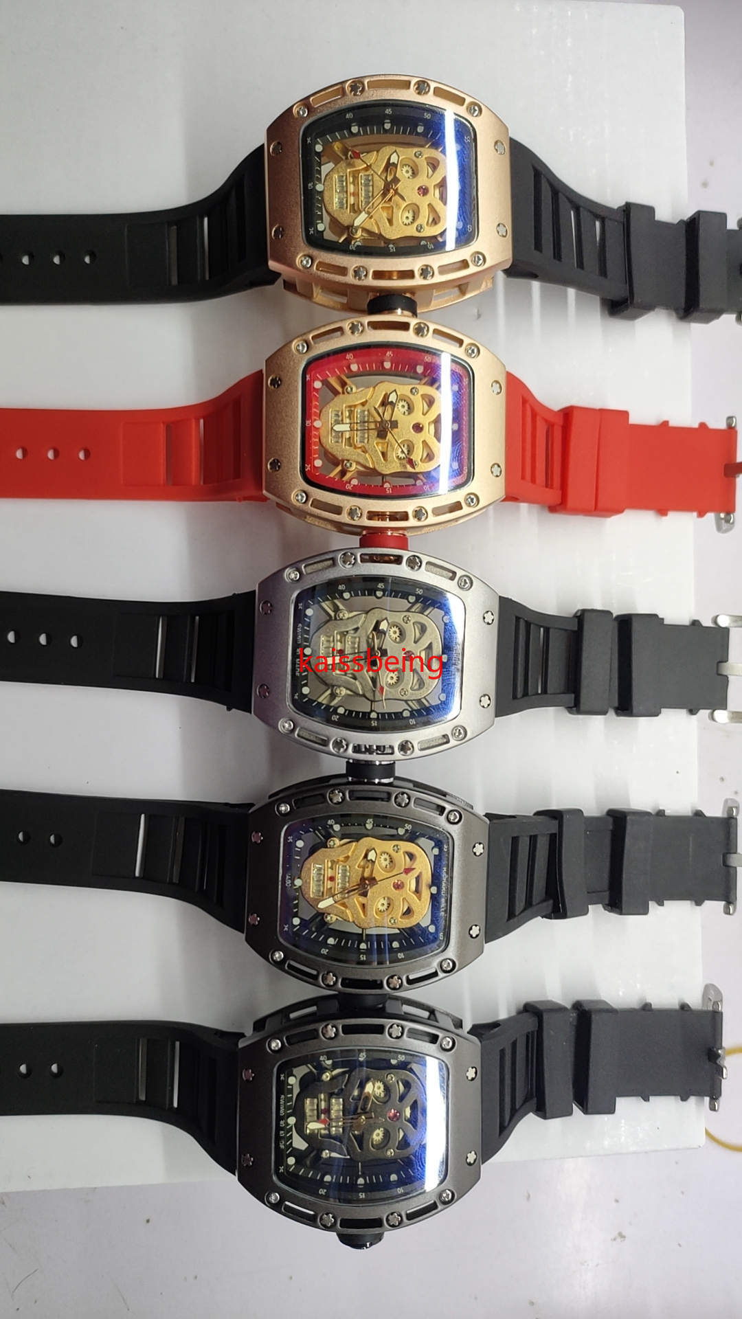 Fashion luxury Brand RM Skull Men's Watch Leisure woman Diamond Watches Steel Calendar Silicone Quartz Wristwatch Factory sales-image-928226333