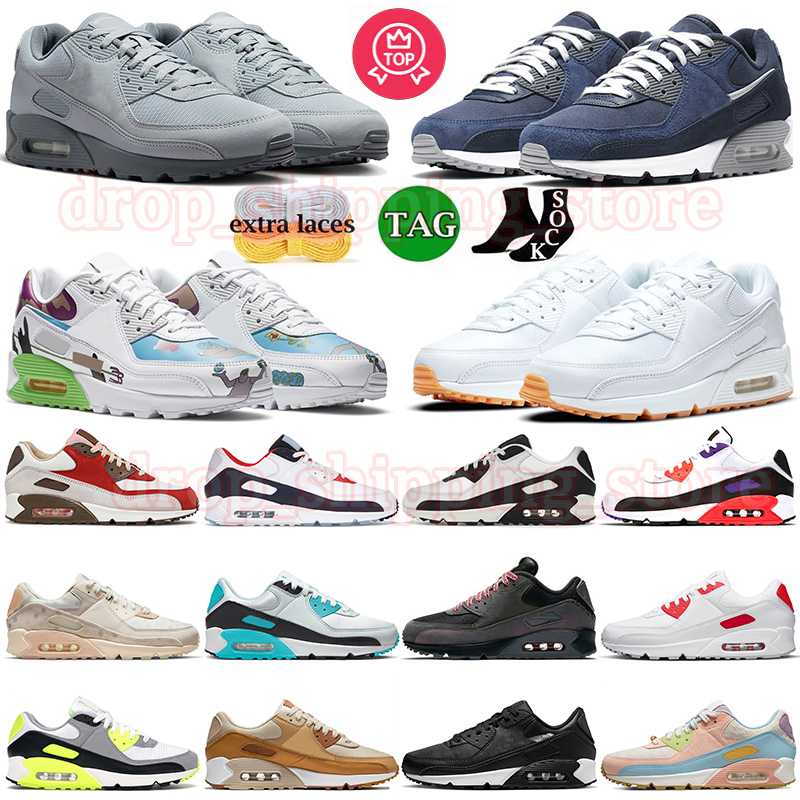 nike air max 90 airmax 90s Chaussures de course grande taille 13 hommes femmes sneakers triple Noir blanc bacon cuir Mesh sneakers dhgate shoes 3