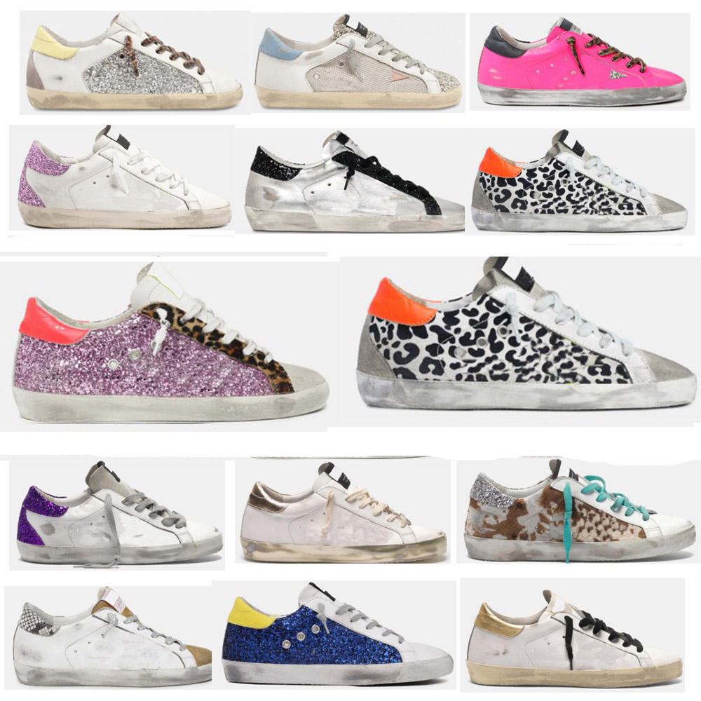 Golden Super star Mixed Leather Casual Shoes Graffiti Sneakers Classic Do-old Dirty Shoe Snake Skin Heel Suede Glitter Slide tow-Top Women Men Si