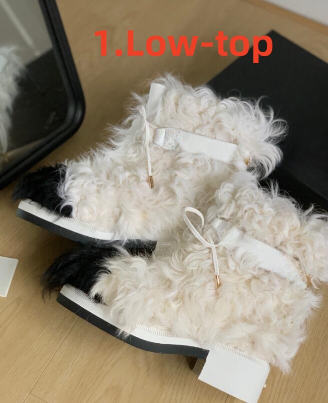 Designer Women Boots Laureate Wool roll Boots Love Medal Martin Boot Winter Genuine Leather Coarse High Heel Shoes Luxury Desert Chunky Booties W-image-928549355