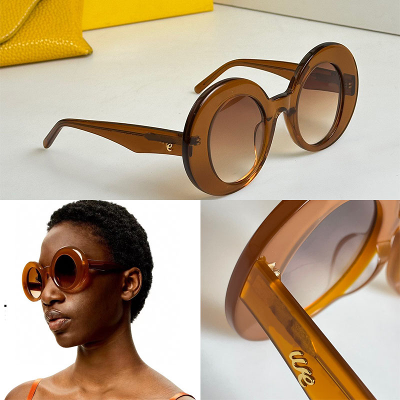 Round Fashion Runway Sunglasses Special Frame With Curved Panels Temples Decorated With Metal Letter Symbols 40089 Suitable Men Women Hip Hop Sty-image-928656877