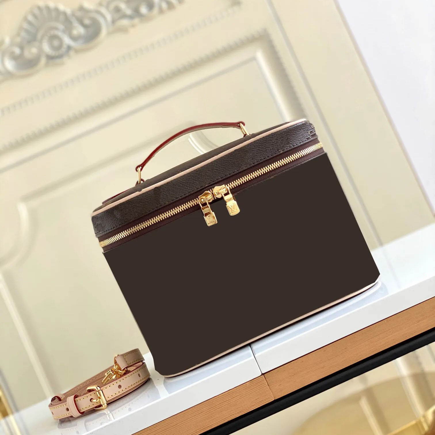 Vintage Nice Vanity Makeup Bag Luxury Womens Designer Totes Handbag Wash Pouch Make Up Bags Wallet Leather Toiletry Shoulder Clutch Fashion Cosme-image-941992279