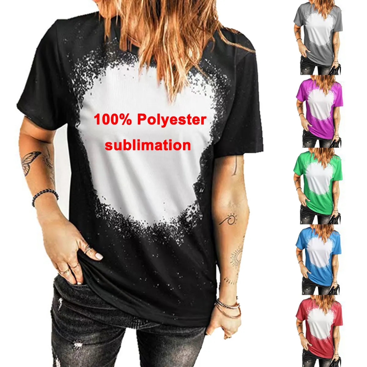 Wholesale Sublimation Bleached Shirts Heat Transfer Blank Bleach Shirt Bleached Polyester T-Shirts US Men Women Party Supplies Stock 1214-image-850939871