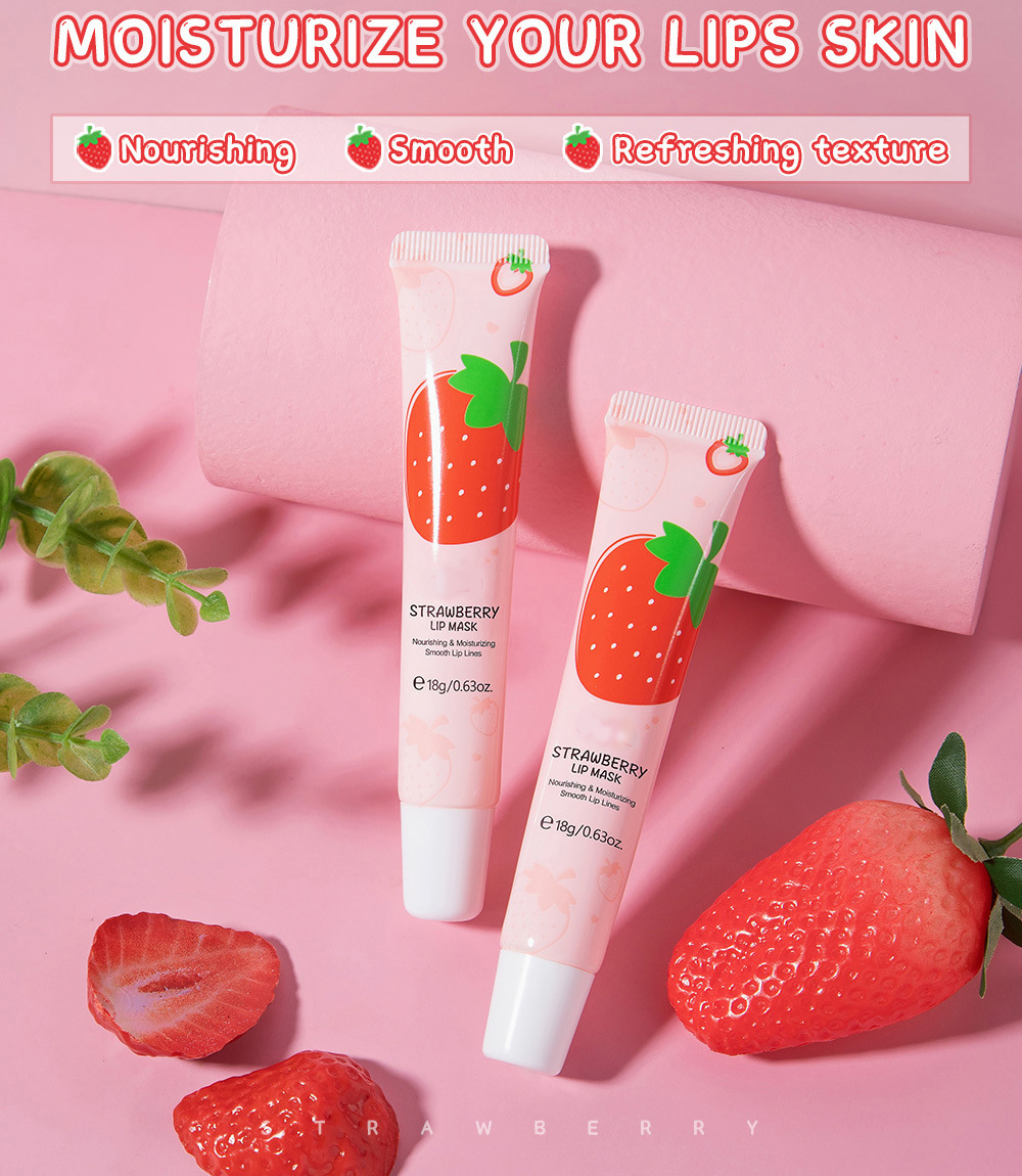 Long Lasting Moisturizing Lip Mask Nourishing Lip Care Makeup Strawberry Lips Balm Hydrating Refreshing Texture Easy to Use Lip Tint-image-929115322