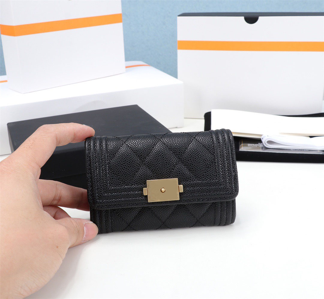 designer wallet designer caviar cc wallet Ladies Leather Wallets coin purse Credit Slot Mini Skinny Black Card Top Zip Coin Pouch with ID Holde 017