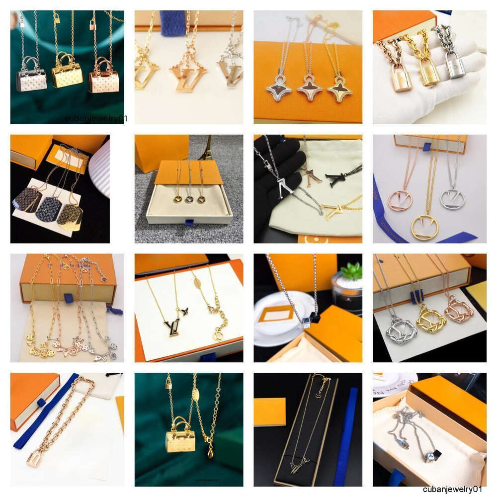 designer necklace fashion jewelry woman pendants necklaces cuban link gold chains for men lucky bead with letter v pendant luxury lovers Jewelry-image-929338313