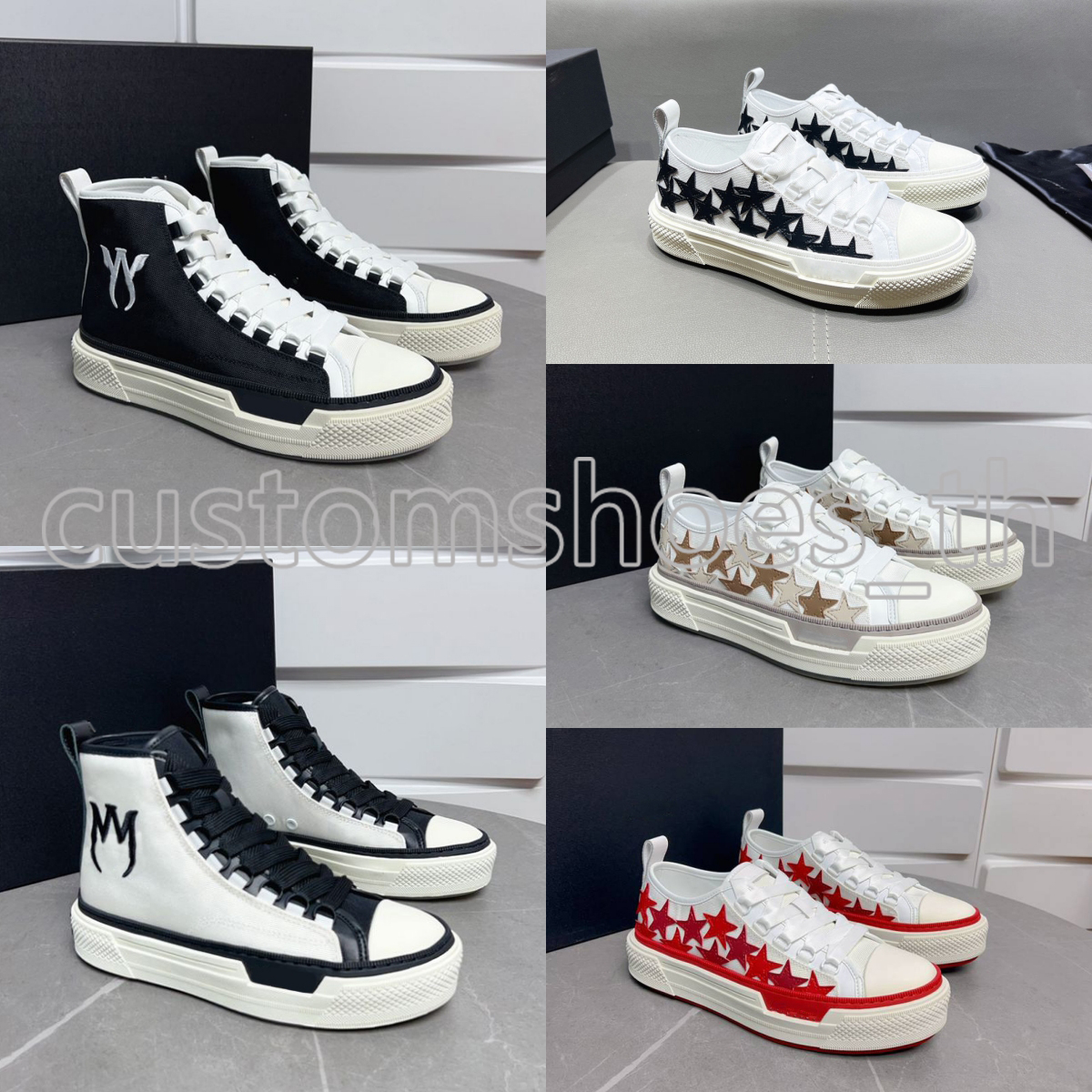 Designer Ma Court Shoes Court Hi Men Sneaker Stars Women Trainers High Top Canvas Sneaker Luxury Sport Shoes Flat Rubber Trainer With box-image-929301980